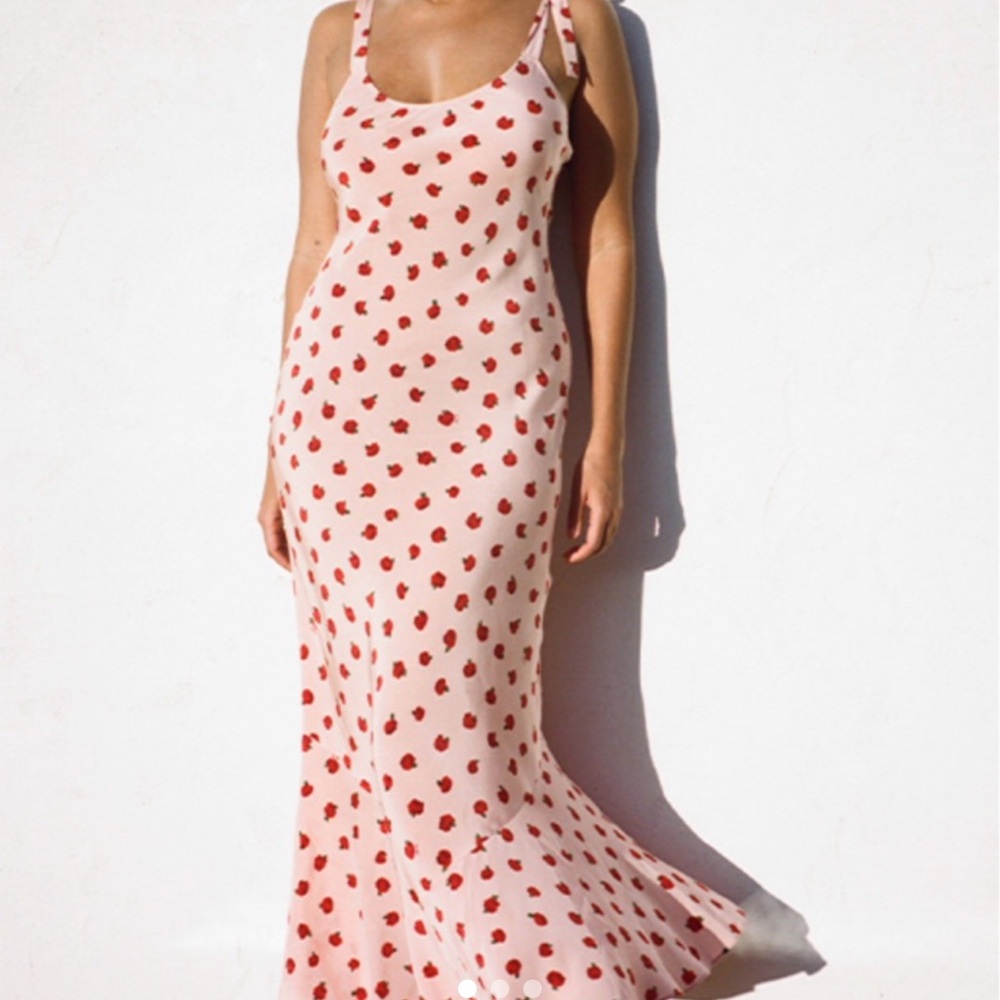 Realisation Par Pink Slip Dress with Red Rose Print - The Abigail
